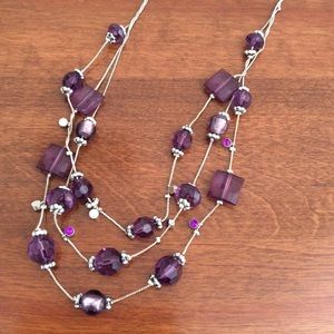 Three strand purple necklace